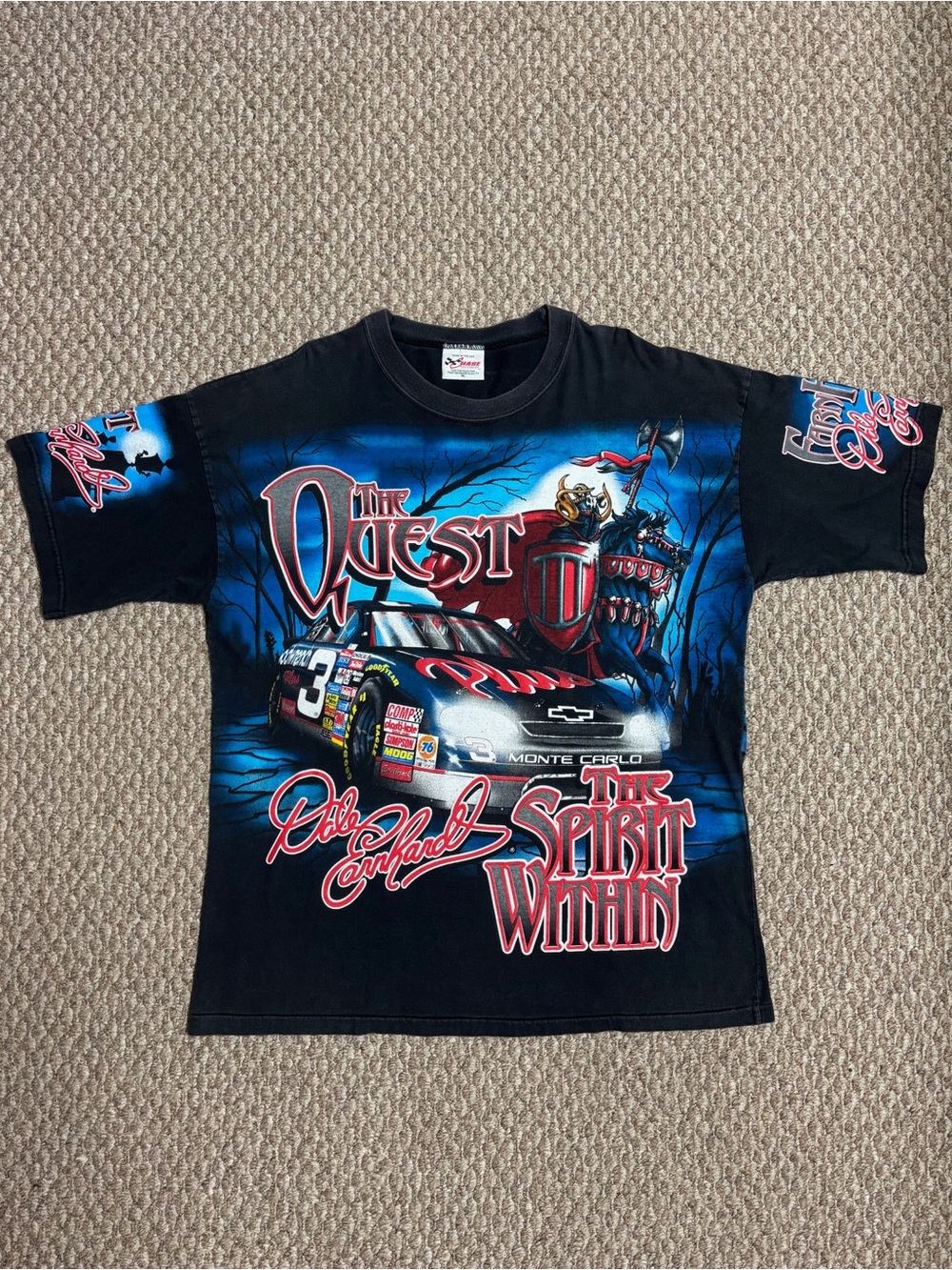 Chase Racewear 1998 Dale Earnhardt The Quest Black NASCAR 90s Racing T-Shirt